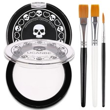 Black White Face Body Paint with Painting Brush Kit, Cream-to-Powder Goth White