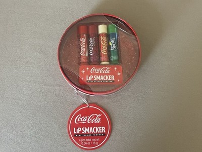 4 Lip Smacker Coca~Cola Flavored Lip Balms-Classic, Cherry & Vanilla, Sprite-New