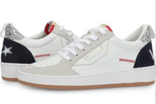 New VINTAGE HAVANA Swag-4 Sneakers WHITE NAVY BLUE GREY SILVER RED Leather SZ 6
