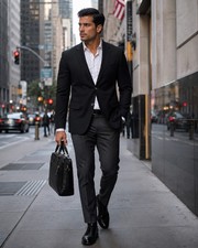 Stafford Men s Black 100 Wool Blazer 48R Classic Fit 2-Button Sport Coat