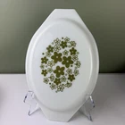 VTG Pyrex Spring Blossom Green Crazy Daisy Oval Casserole Lid 945C - 20 White