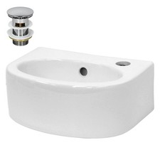 Lavabo en céramique blanc avec garniture de vidage lave-mains 335x255x130 mm