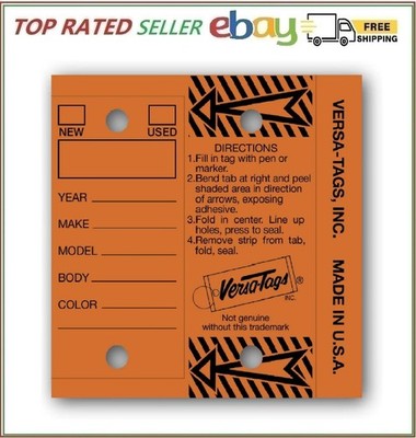 Versa-Tags Genuine Key Tags (Half-Pack) 125 Key Tags & Key Rings per Box (Ora...