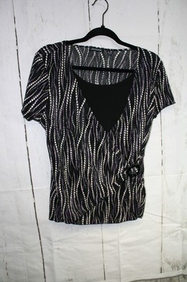 Notations Ladies Size Large Short Sleeve   multi color with Black hardware