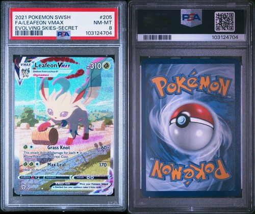 LEAFEON VMAX PSA 8 EVOLVING SKIES 205 FULL ART 2021 POKEMON SWSH ENGLISH... - Afbeelding 3 van 3