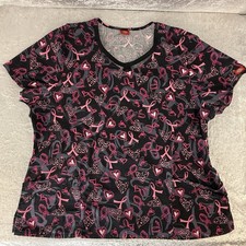 Dickies Heart Print Scrub Top - Black, Gray, Pink - Women's Size 2XL