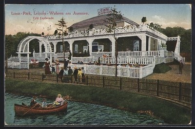 Ansichtskarte Leipzig-Wahren, Luna-Park, Cafe Esplanade 1921 