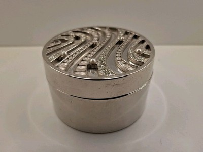 Vintage runde silberfarbene Schmuck Schmuckschatulle Deko
