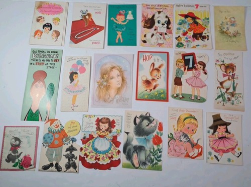Lot Of 18 Vintage Assorted Girls Birthday Cards Used/Signed