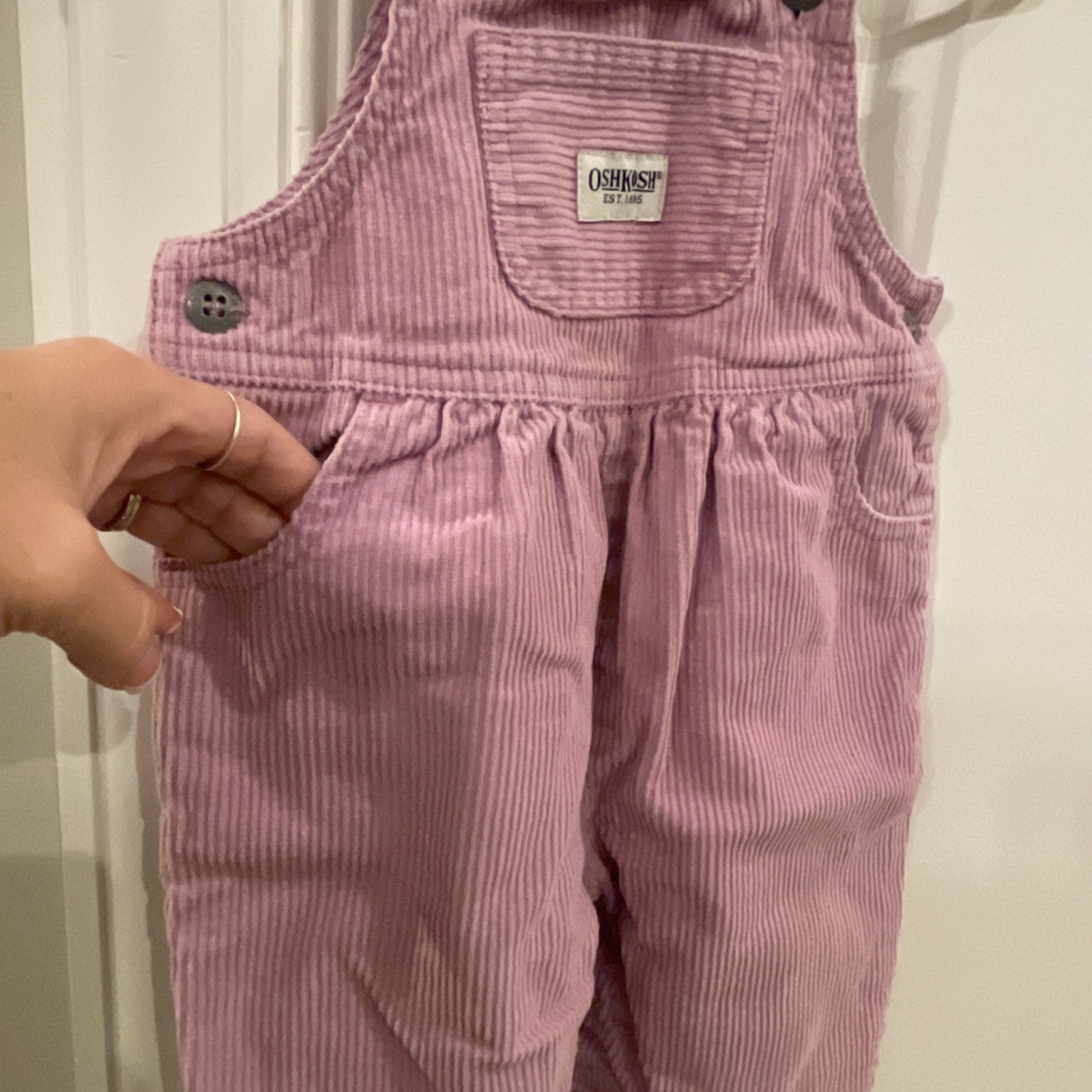 Vintage 90’s OshKosh B’Gosh Vestbak Light Purple Corduroy Overall Girls Sz 12 Mo