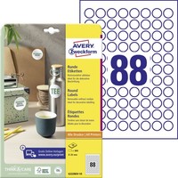 Runde Etiketten Ø20Mm 880 Stk. Avery Zweckform 6222REV-10 AblöSbar Weiß