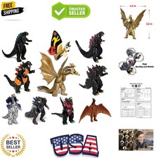 Set of 10 Godzilla Toys, Movable Joint Action Figures, King of The Monsters v...