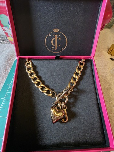 Juicy Couture Gold Starter Chain Charm Necklace With Box