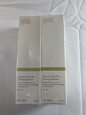 2 pack Glycolic Acid 7% Toning Solution Reverses Skin Aging 3.38 oz./100 ml