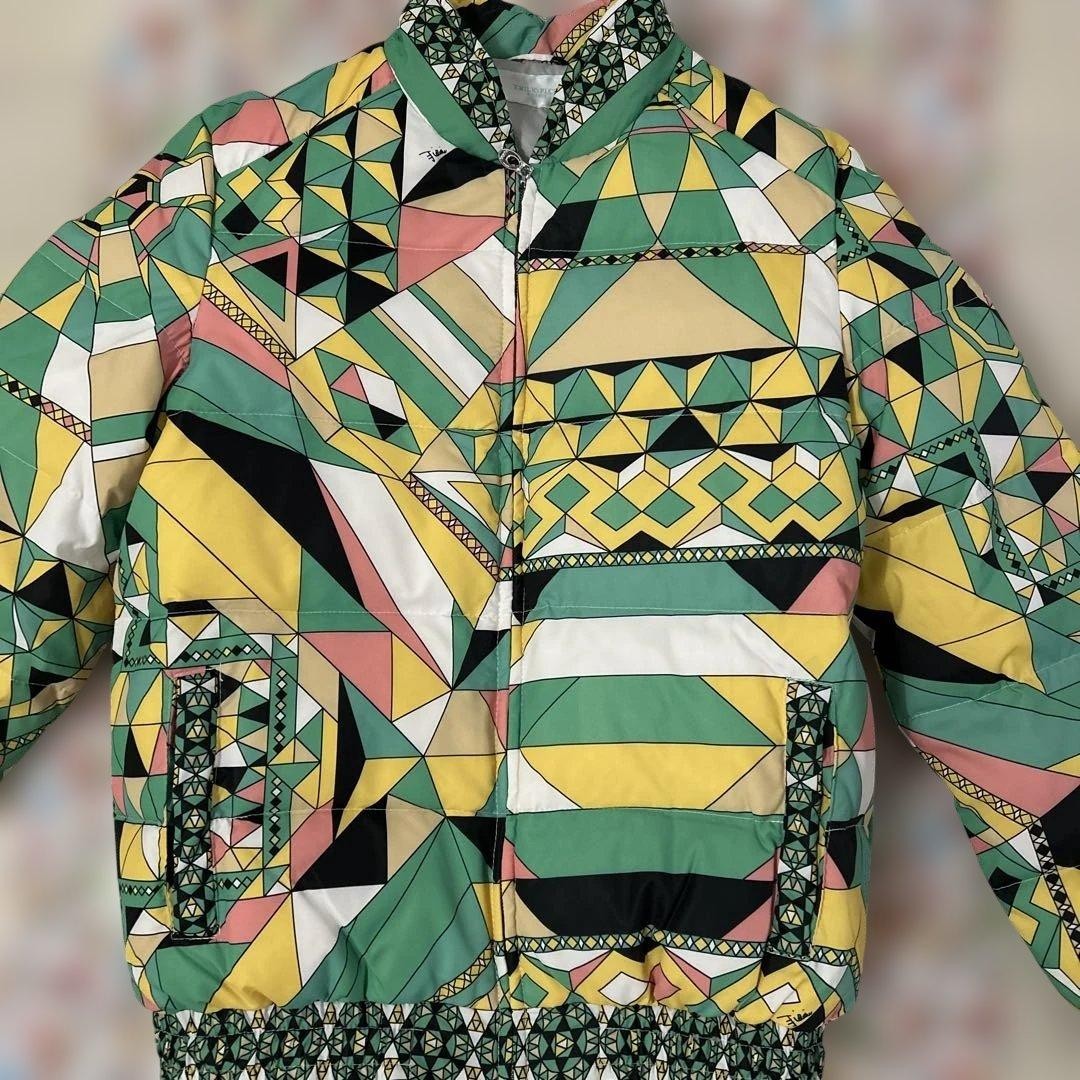 Emilio Pucci Lightweight Down Jacket Multicolor Geometric Pattern Women's