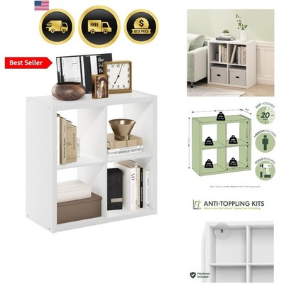 Cubicle Open Back Decorative Cube Storage Organizer, 4-Cube, White