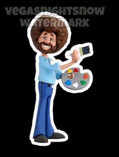 Bob Ross 4 pulgadas Happy Little Accidents pintor pegatina vinilo ver ambas imágenes
