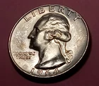 🟅 UNC 1964 D 90% Silver Wash. 25¢ - 62-Year-Old Coin
