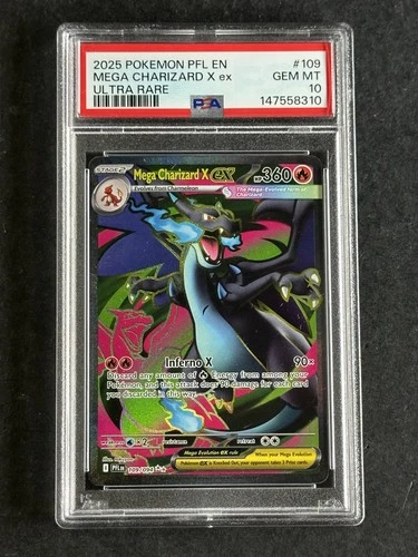 2025 Pokemon PFL EN Ultra Rare #109 Mega Charizard X ex PSA 10 GEM MINT