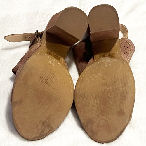 Kelsi Dagger Mason Tan Perforated Block Heel Open Toe Sandal Buckle Size 8.5 - Picture 7 of 7