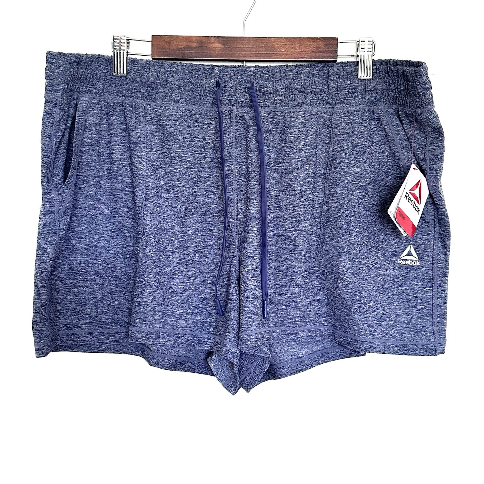 NWT Reebok Shorts Women’s 2XL Blue Heather Athletic Workout Gym Pockets