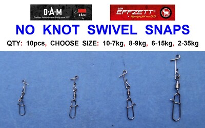 DAM EFFZETT NO KNOT SNAP SWIVELS QUICK CHANGE EASY RIG LINE BRAID LURE FAST  LINK UK