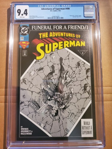 Adventures of Superman #498 CGC 9.4 1993    0284674009 Funeral for a Friend 1st