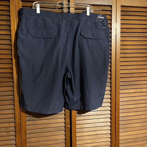 CHAPS Shorts Men's 42 x 9 Blue Cargo Zip Nylon Flat Front Belted Logo New - Picture 2 of 13