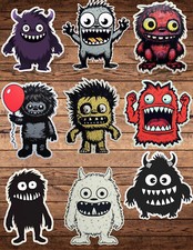 Funny Cartoon Monster Die Cut Stickers Set Laptop Sticker WaterBottle Sticker