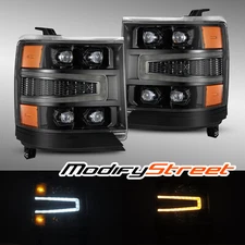 Fit 16-18 Chevrolet Silverado 1500 NOVA-Series Projector Headlights Alpha-Black
