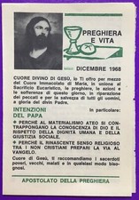 SANTINO HOLY CARD, APOSTOLATE OF PRAYER, DECEMBER 1968 - REF. 8014