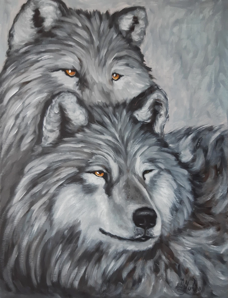Drawings Of Black And White Wolves In Love