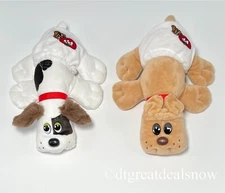Pound Puppy Newborn Dog Plush 8" White Brown Spots All Tan Diapers Lot of 2