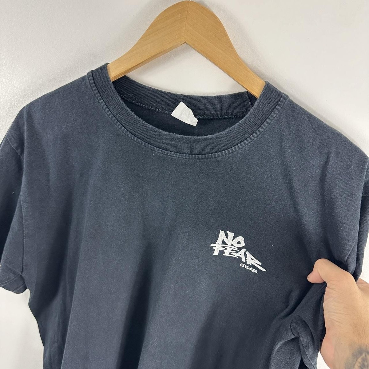 Men's Vintage No Fear Gear 90's Skate Graphic Black Navy Men's Vintage No Fear Gear 90's Skate Graphic Black Navy