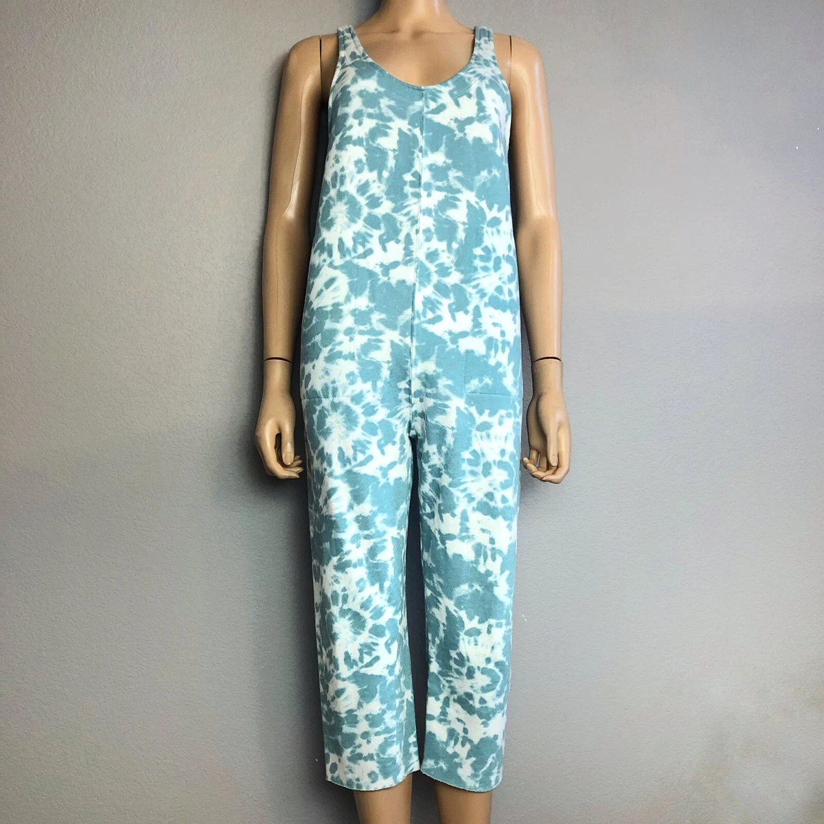 Colsie Womens Loungewear Jumpsuit Tie Dye Fleece Lined Sleeveless Cropped  Small