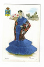 Madrid Spanish costume postcard silk stitched details 1985 used but not mailed — photo 1