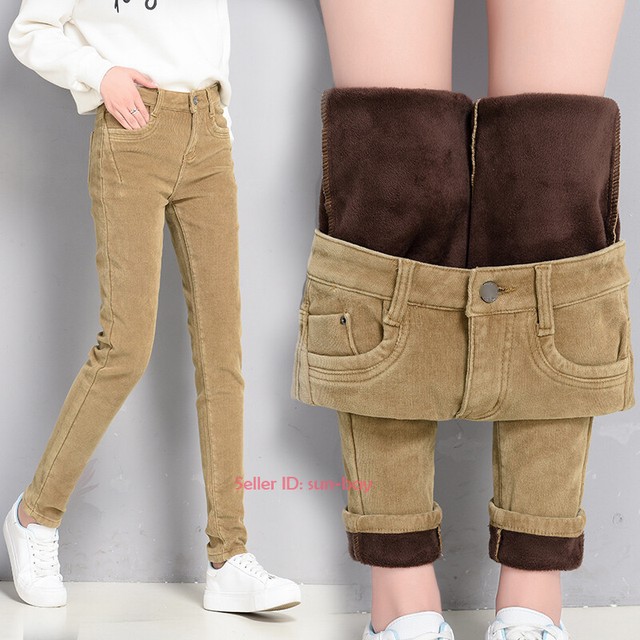 women's flannel lined corduroy pants