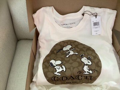 Nwt Coach X Peanuts Dancing Snoopy Signature Tee Shirt Limited