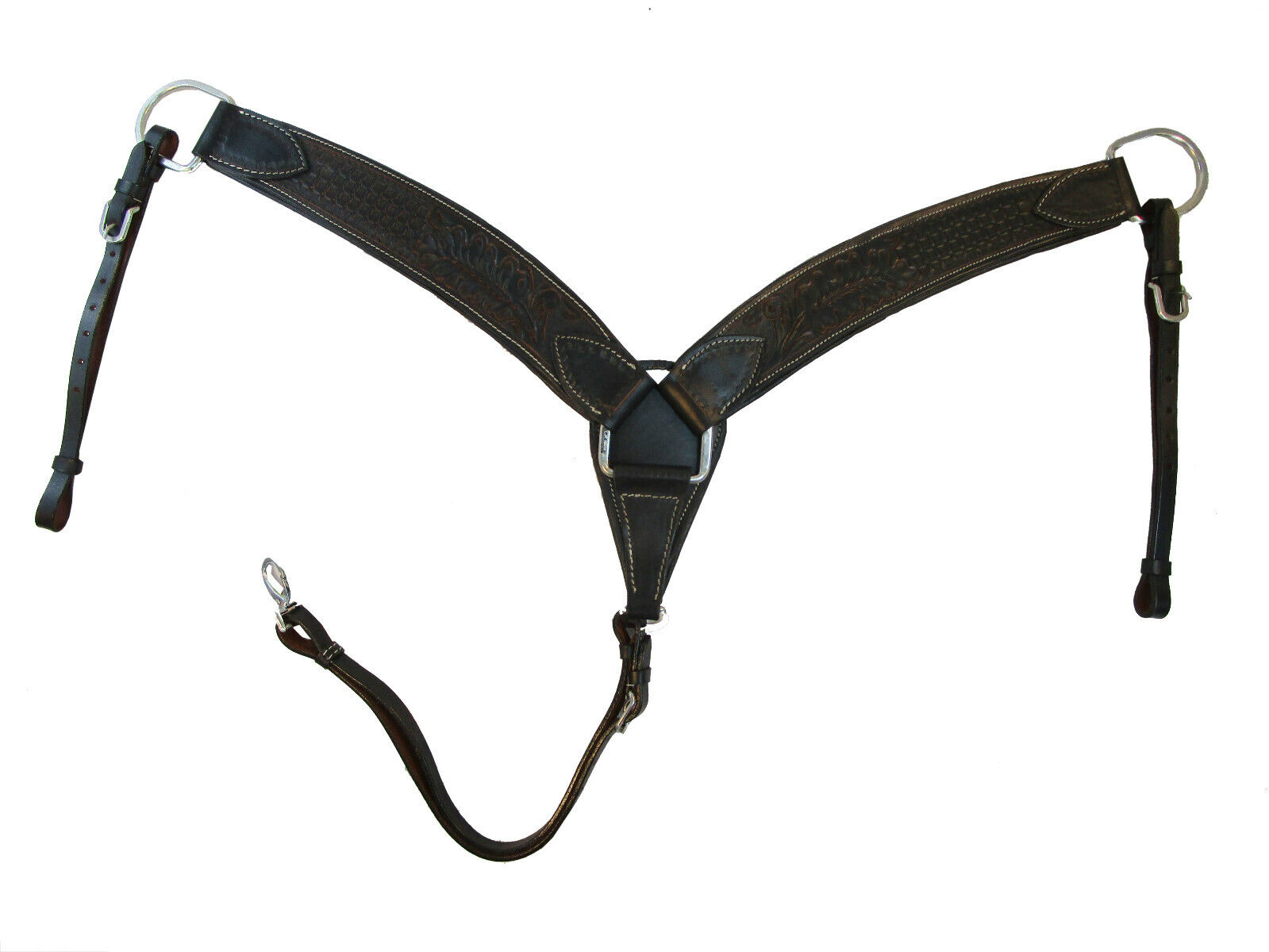 WESTERN LEATHER HORSE BREAST COLLAR TACK TRAIL RODEO WAFFLE FLOR
