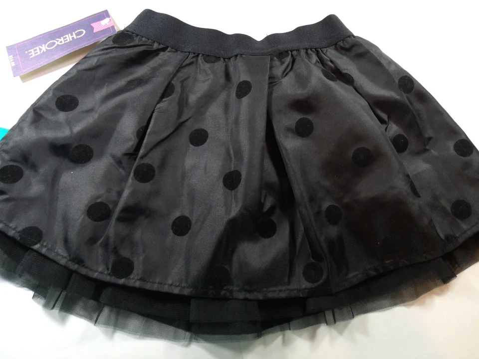 TCP Penquin Top Cherokee Negro Satinado Lunares Falda 4/5 5/6 Nuevo con Etiquetas Conjunto Lote G2 Foto 4 de 4