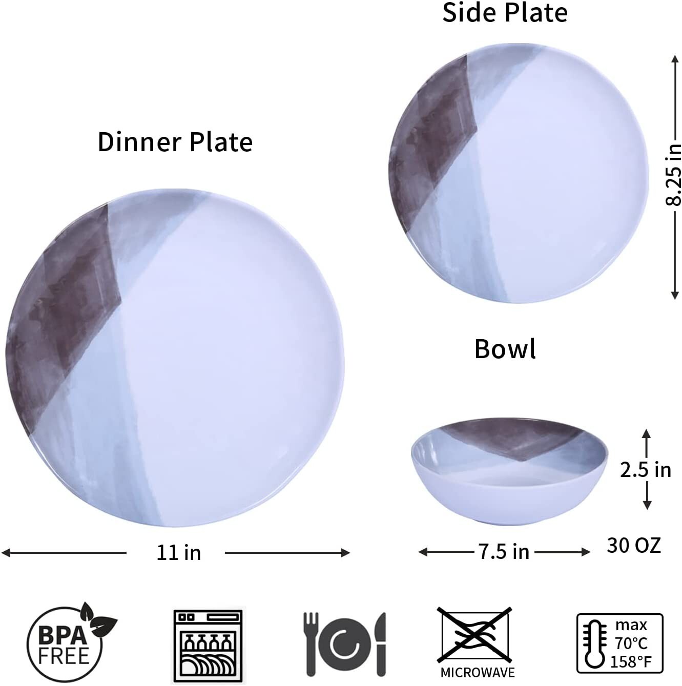 Melamine Plates and Bowls Set 12pcs Dinnerware Sets for 4, Dinner Plates for I eBay