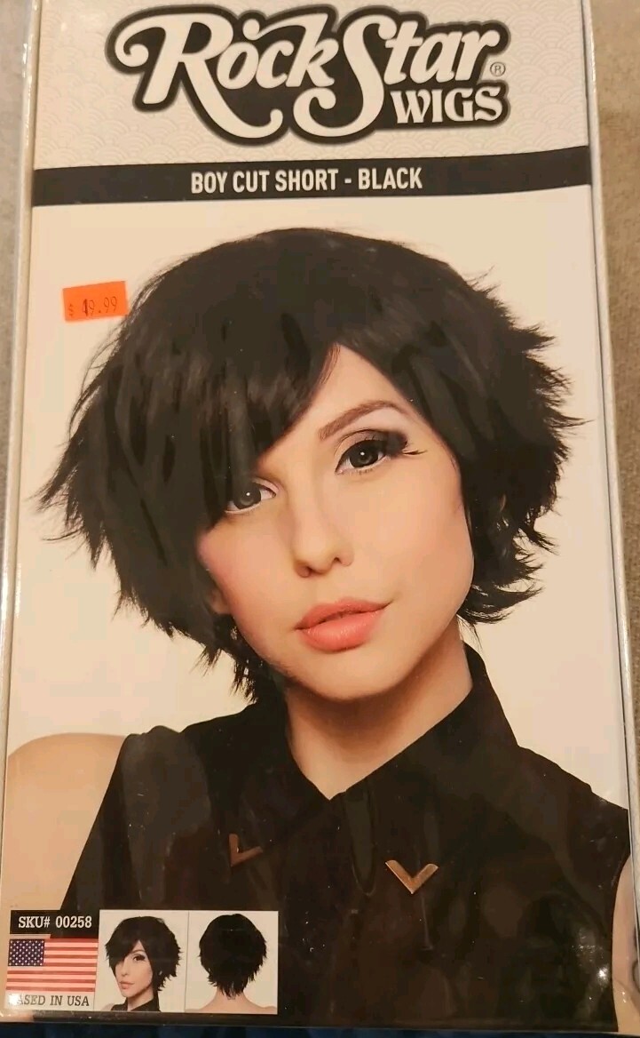Rockstar Wigs Cosplay Boy Cut Short Black 00258 One Size Fits Most Heat Resistan