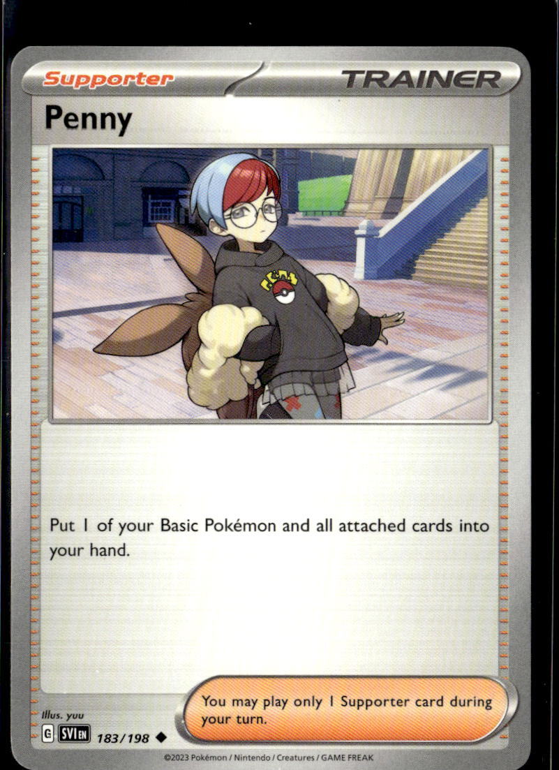 Pokemon Penny 183/198 Scarlet Violet Base Non Holo Uncommon 2 Card Lot