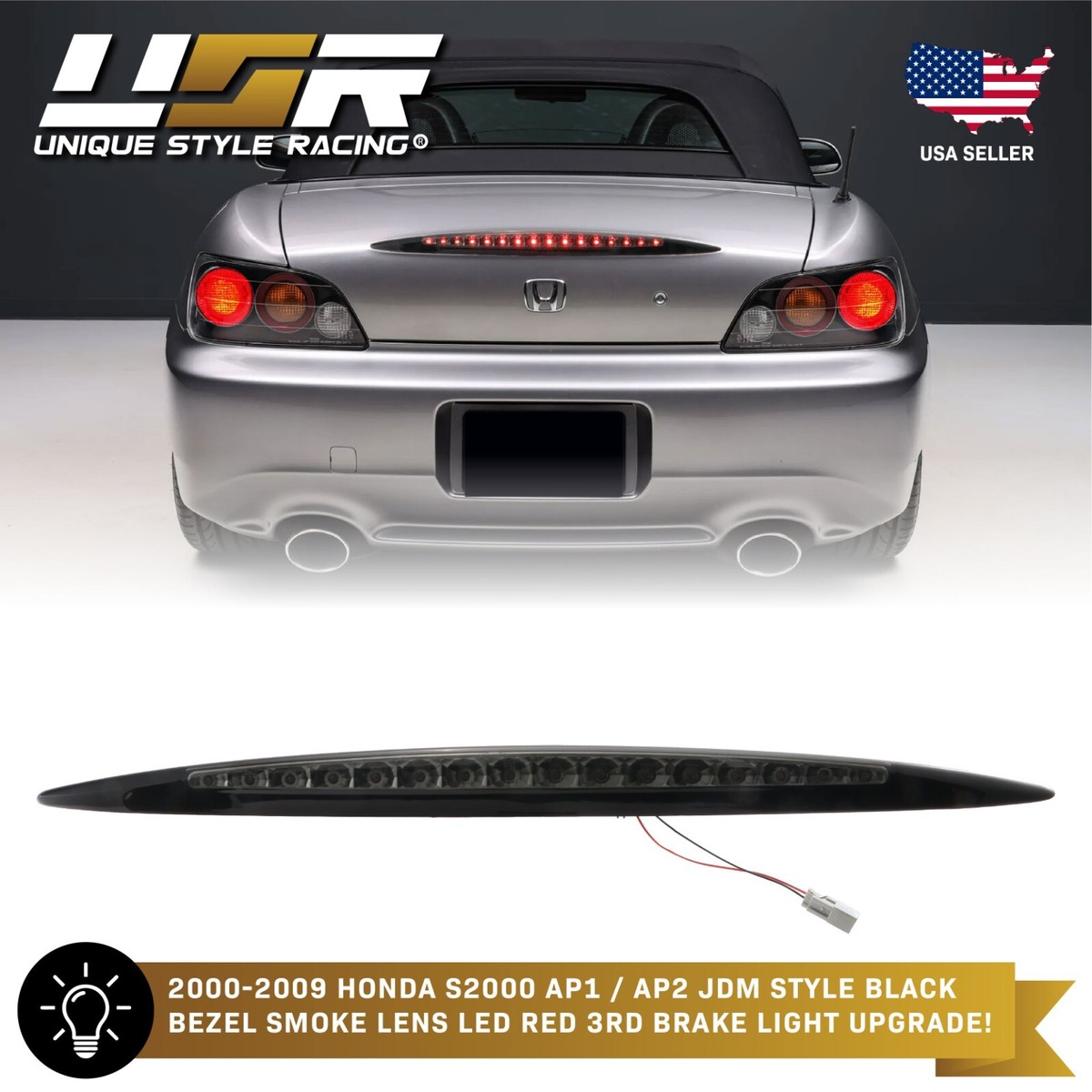 Smoke Rear LED 3rd Third Brake Stop Light Tail JDM For 00-09 Honda