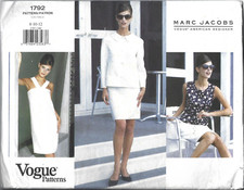 Vogue Sewing Pattern 1792, Marc Jacobs Jacket, Dress, Top, Skirt, Size 8 - 12