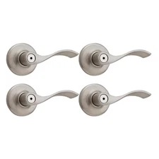 Kwikset Balboa Satin Nickel Privacy Bed Bath Door Lever Reversible 4 Pack Handle