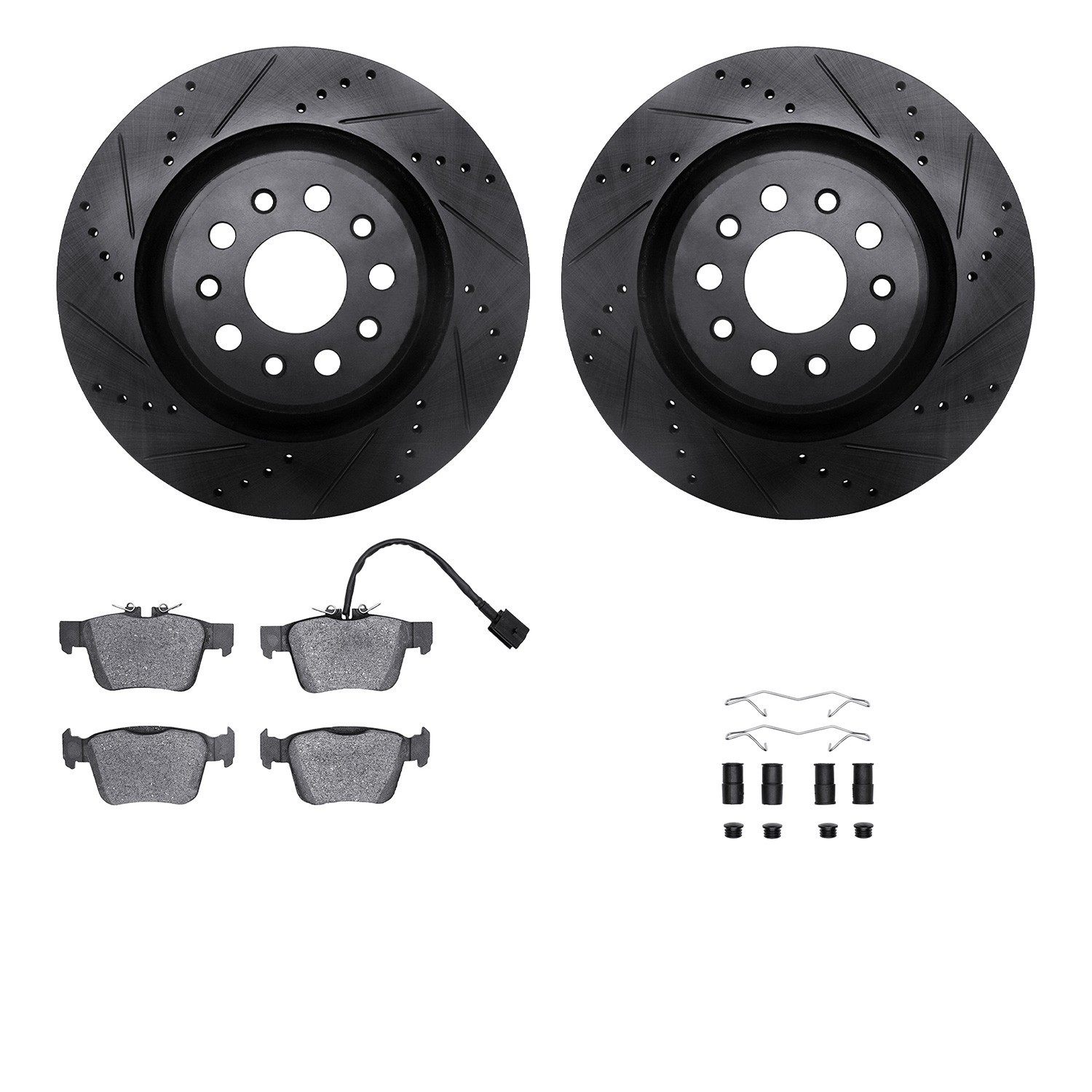 For Maserati Ghibli 17-22 Drilled & Slotted Rear Brake Kit w Euro Ceramic Pads