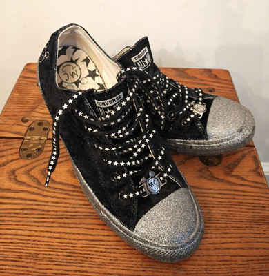 Converse × Miley Cyrus Chuck Taylor Glitter Low Top Black Silver Women s 9