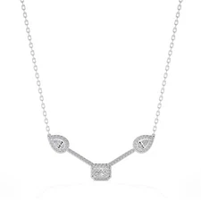 Diamond Club 1.0Ct Pear & Oval Lab Grown Diamond Necklace 14K Gold (VS, F)