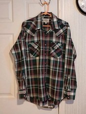 ELY Cattleman Men's Sz 16.5 /36 Western Plaid Shirt Pearl Snaps Long Sleeve EUC